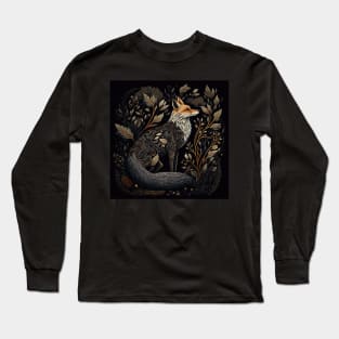 Thoughtful Folksy Fox With Fauna Long Sleeve T-Shirt